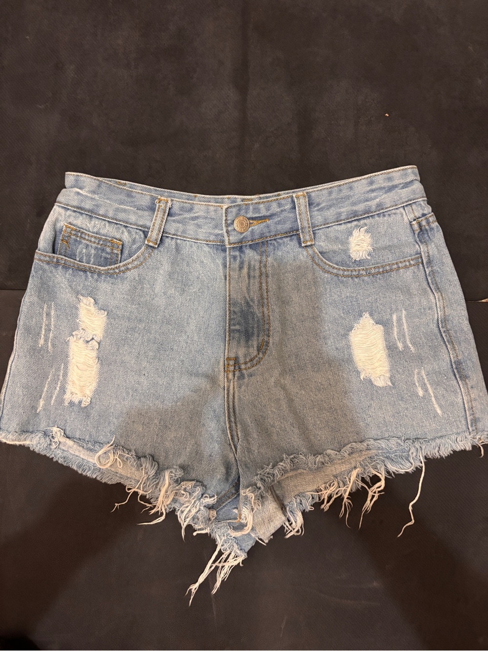Women’s Light Blue Distressed Denim Shorts